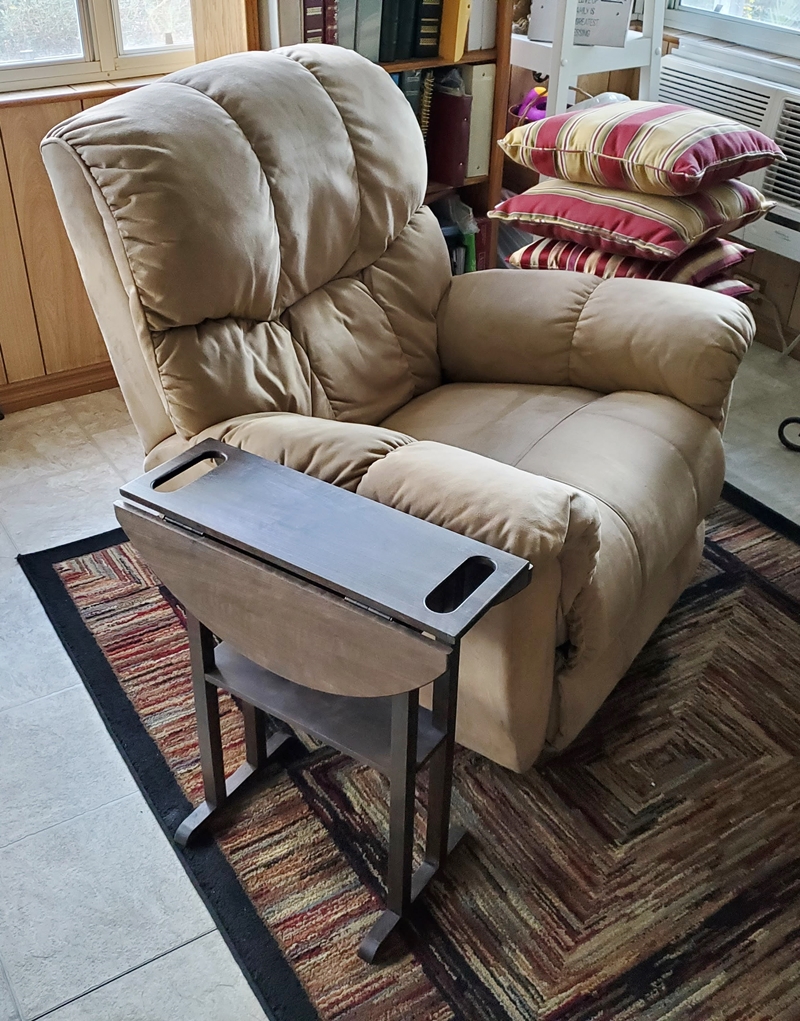 Drop Leaf Side Table Next to Chair