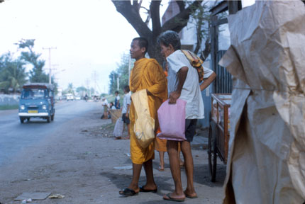 Buddhist Monk near Street