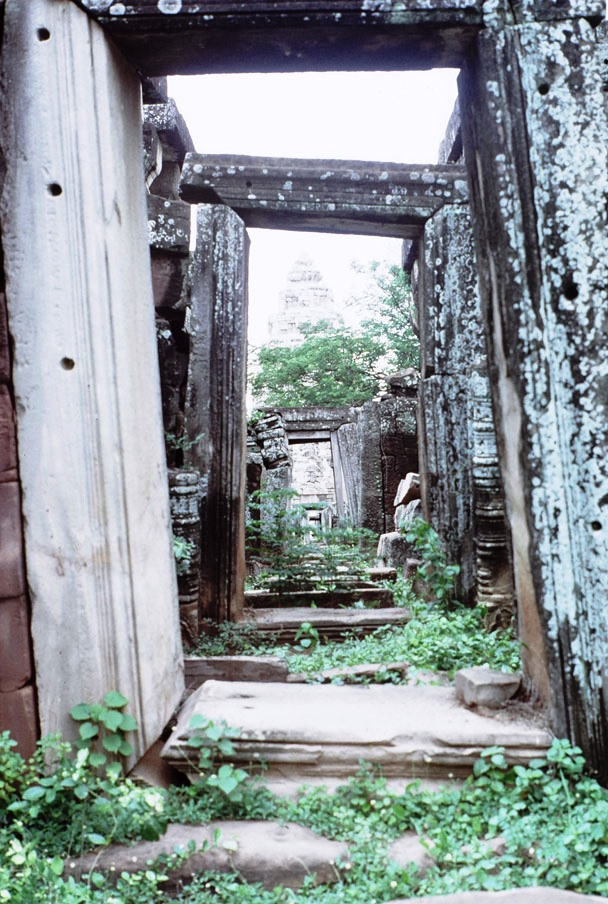 View Through Multiple Leaning Stone Doorways