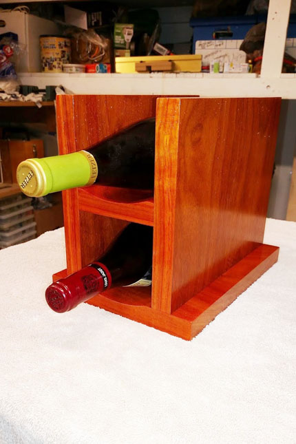 Front of Wine Rack with Two Bottles