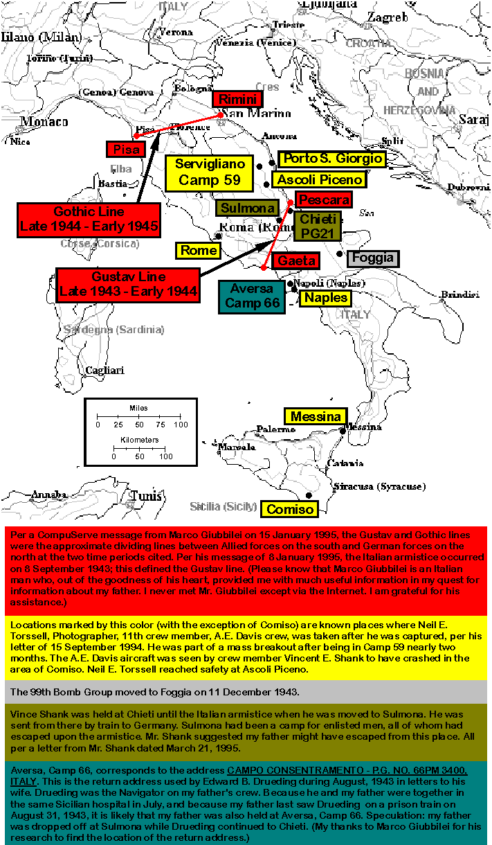 Map of WWII Italy Points of Interest